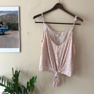 pink crop top with knot